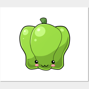 Kawaii bell pepper vegetable Posters and Art